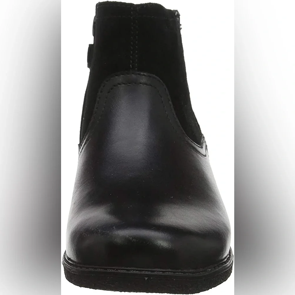 NEW!! Girls Geox Jr Shawntel Black Leather Ankle Boots Size 8.5M